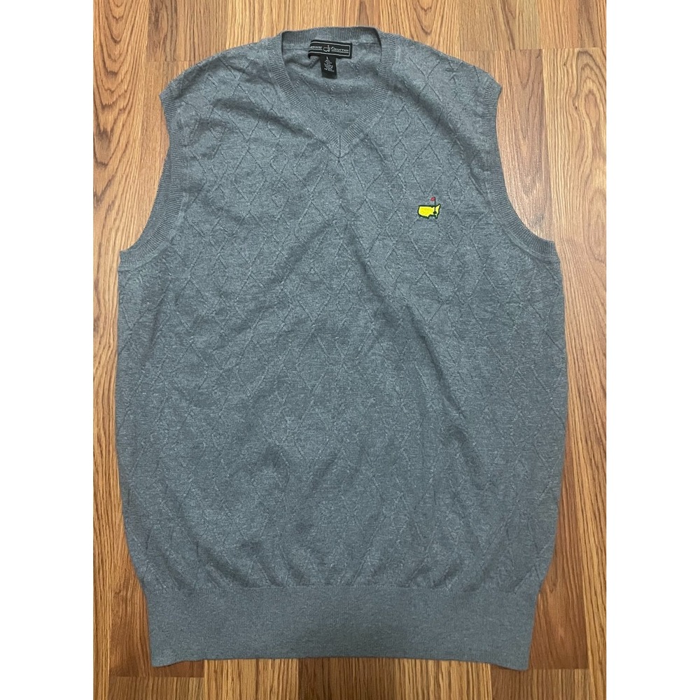 Clubhouse Collection Sweater Vest Mens Large Masters Argyle Cashmere Blend Gray